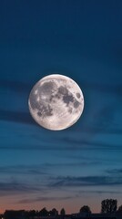 Full Moon Reflecting Over Ocean at Dusk