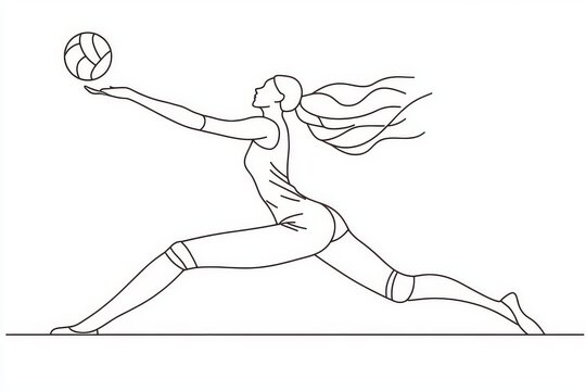 black and white volleyball player serving clip art preview
