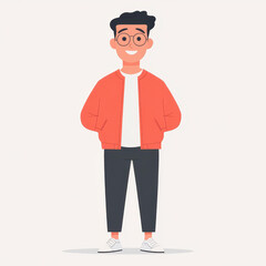 A fun cartoon of a casually dressed guy, set against a clear background, adding a lighthearted touch to any scene.