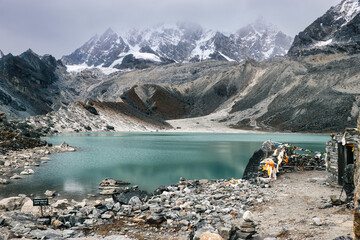Lake in the Himalayas. It is also called a Dudh Kunda Lake located in the Khumbu region of Sagarmatha district in Nepal. 