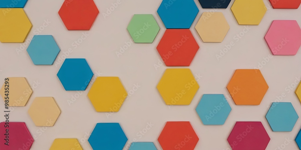 Poster a colorful wall of hexagons with different colors