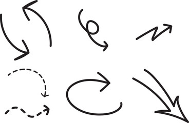 Sketch arrow vector set.Hand drawn arrows,design element