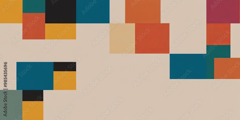 Poster a colorful abstract painting with squares of different colors