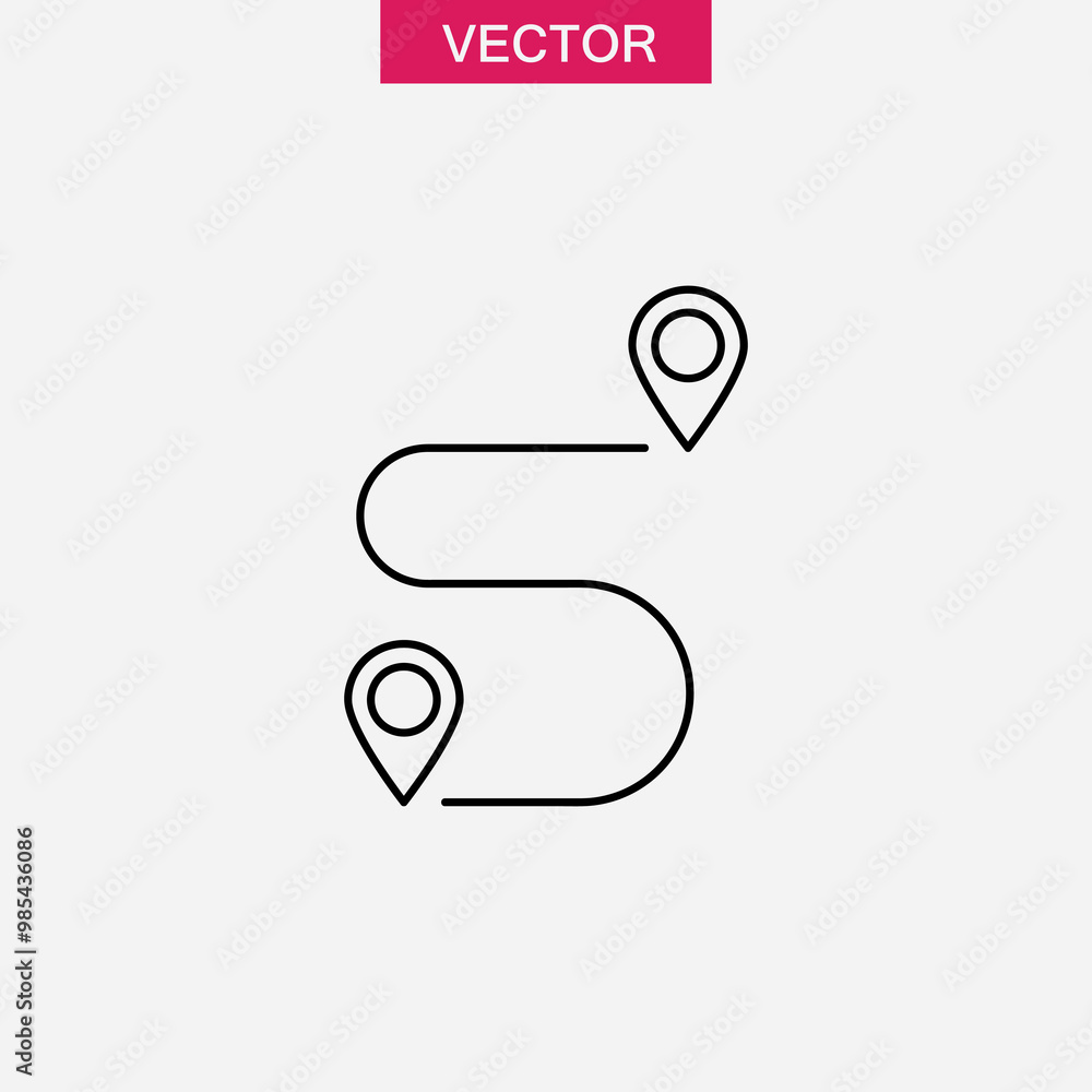 Poster map pin linear icon, simple flat black illustration for web and app..eps