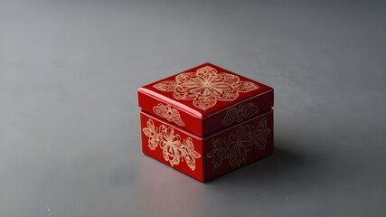 Obraz premium Handcrafted Red Box with Hexagonal Floral Design – Perfect Souvenir