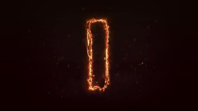 Fire letter I animation on black background, Fire letter. Burning alphabet. Real flames, Latter motion in black background