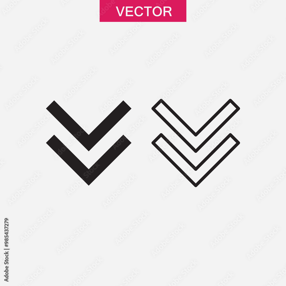 Poster down arrow icon vector, simple flat black linear illustration for web and app..eps