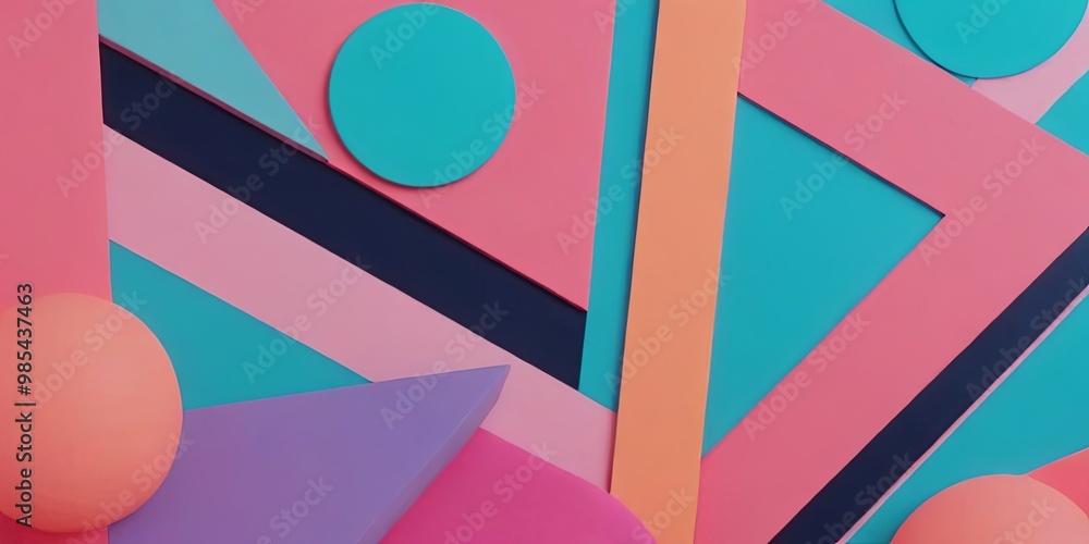 Poster a colorful abstract painting with a lot of different shapes and colors