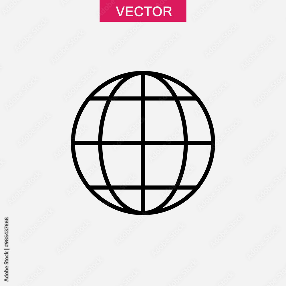 Poster globe linear icon vector, flat black simple illustration for web and app..eps