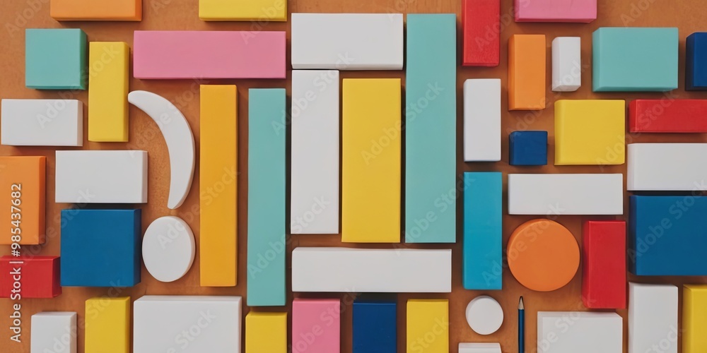 Poster A colorful array of blocks on a table
