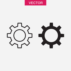 Gear icon vector, simple flat black linear illustration for web and app..eps
