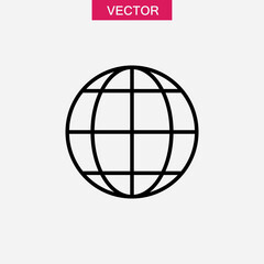 Globe linear icon vector, flat black simple illustration for web and app..eps