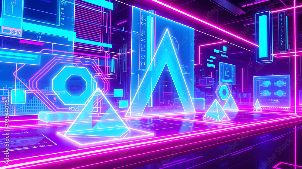 Poster 3d rendering of abstract background with neon lights. 3d illustration