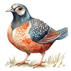 Quail watercolor clipart illustration isolated