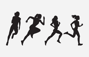 Print Women raceing silhouette on white background