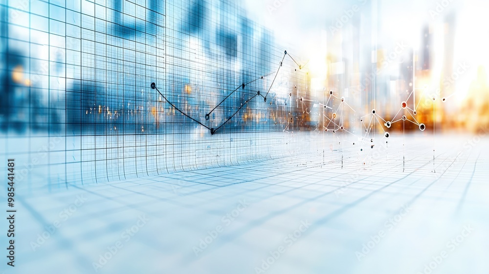 Aufkleber abstract grid pattern with cityscape background