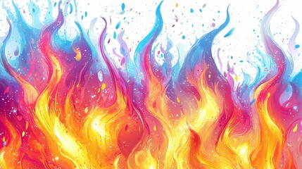 Abstract Colorful Fire Flames Design Background