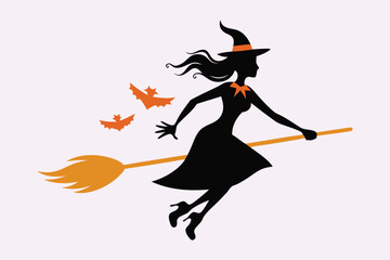 Riding broom vector design.