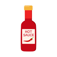 Hot sauce bottle in flat design vector. Chili sauce.