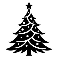 Christmas tree Black silhouette Vector Illustration isolated on a transparent background