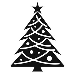 Christmas tree Black silhouette Vector Illustration isolated on a transparent background