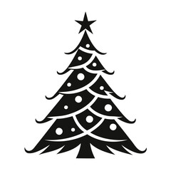 Christmas tree Black silhouette Vector Illustration isolated on a transparent background