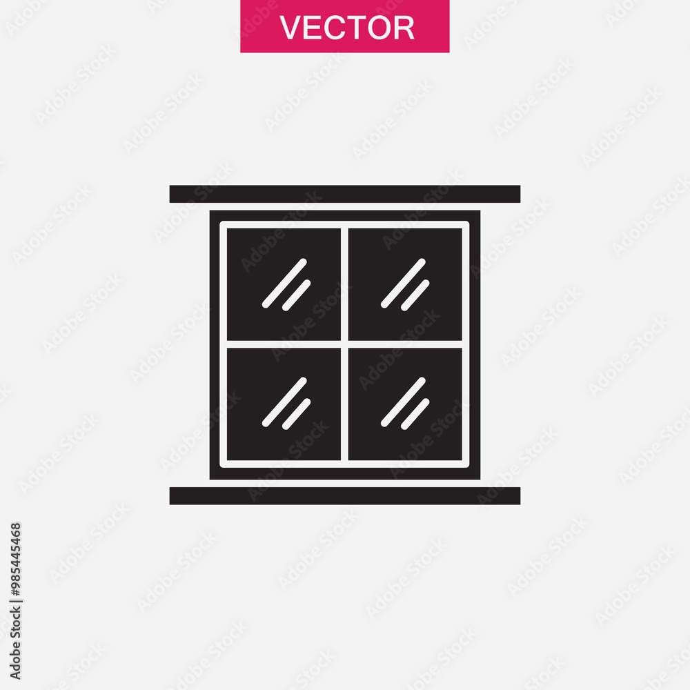 Poster window flat icon vector, flat black simple illustration for web and app..eps