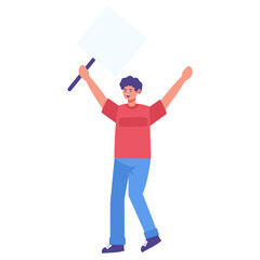 People Holding Banner Character. Excited Expression. Vector Illustration with Cartoon Design