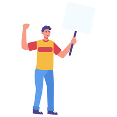 People Holding Banner Character. Excited Expression. Vector Illustration with Cartoon Design