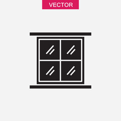 Window flat icon vector, flat black simple illustration for web and app..eps