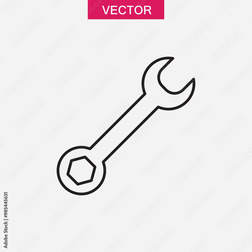 Poster wrench icon vector, simple flat black linear illustration for web and app..eps
