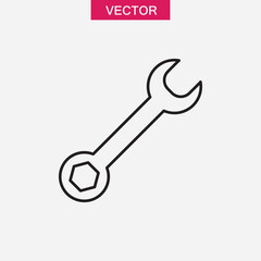 Wrench icon vector, simple flat black linear illustration for web and app..eps