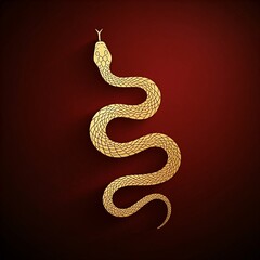 Obraz premium A golden snake on a white festive background, symbolizing the Lunar New Year.