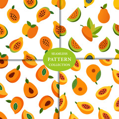 Papaya fruits Seamless Pattern Background