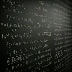  A blackboard filled with formulas.