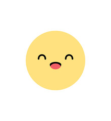 Cute white flower cartoon character with facial expression. Flat design illustration.