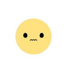 Cute white flower cartoon character with facial expression. Flat design illustration.