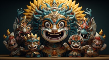 Fototapeta premium Dussehra marks the triumph of good over evil, symbolized by Lord Rama's victory over the demon king Ravana