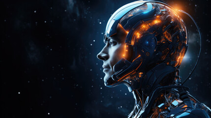 generated illustration of AI deep learning are being used to develop a highly advanced robotic entity.