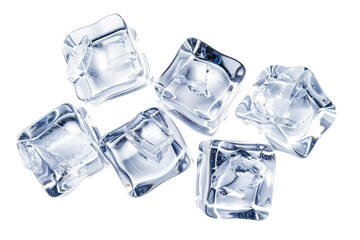 Obraz premium Clear ice cubes isolated on a transparent background. Cut out or PNG.