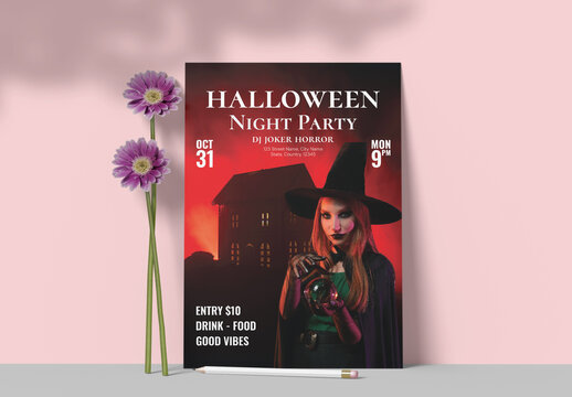 Halloween Horror Night Party Invitation Flyer Design Layout
