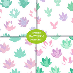 Pastel succulent plants Seamless Pattern Background