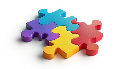Obraz premium Partially assembled colorful puzzle pieces on white background representing progress and challenges in learning