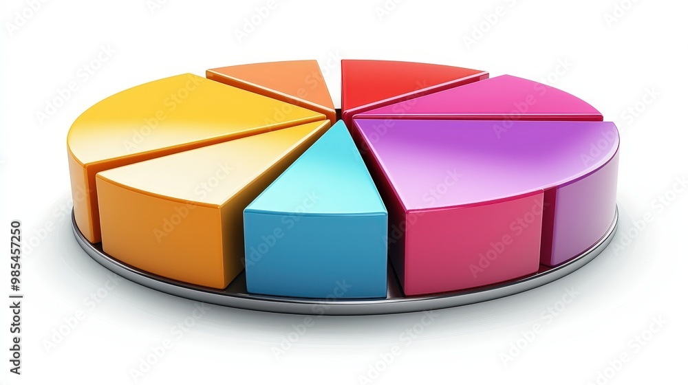 Poster d colorful pie chart graph business data analysis presentation