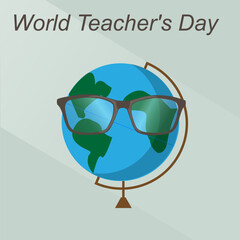 A school globe with glasses. Teacher's Day. Vector