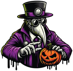 Amazing Sticker Halloween colorfull doctor plague illustration vector