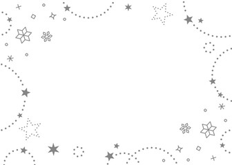 星とキラキラエフェクト、雪の結晶のデコレーションフレーム、冬のイメージデザイン