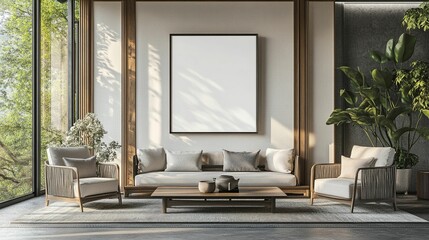 Elegant Poster Mockup in Traditional Chinese Style Interior with Cultural Accents