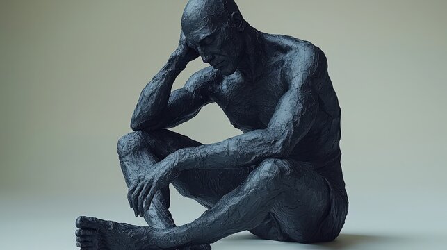 Abstract Sculpture of Man in Thoughtful Pose