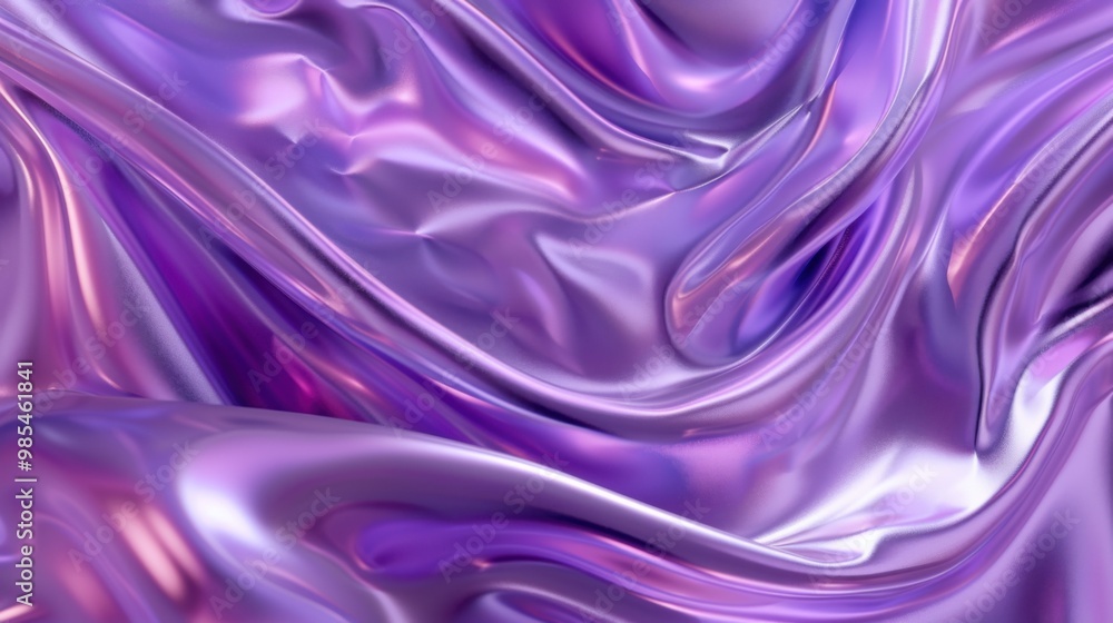 Poster 3d dynamic glass violet fabric swirls. cgi abstract background - stock photo digital generated image